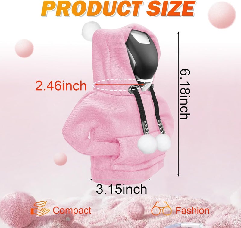 SuperKaKa Car Gear Shift Knob Hoodie Cover with Fur Ball - Universal Automotive Cute Gear Shifter Protector Covers,Comfortable Cars Interior Accessories for Men Women (Pink) - Image 2